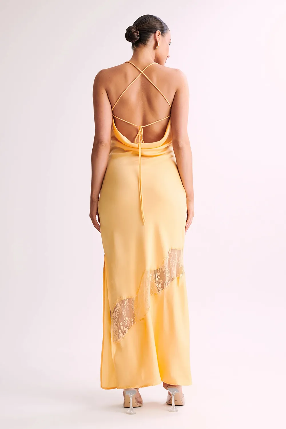 Lace Detail Satin Maxi Dress
