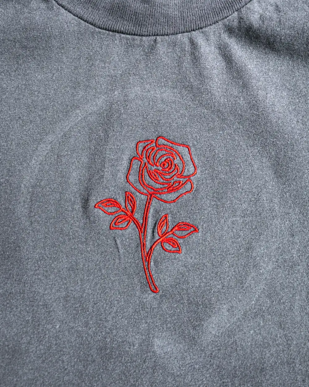 Rose Embroidered Adult Box T-Shirt