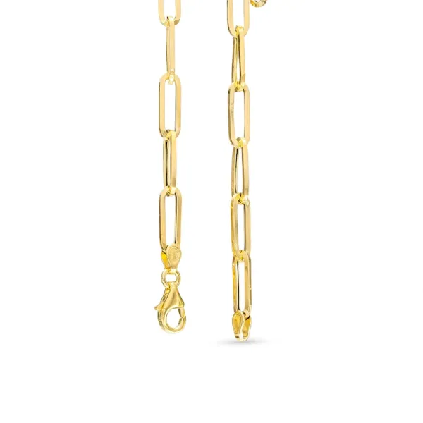 Hollow Paperclip Necklace 10K Yellow Gold 18