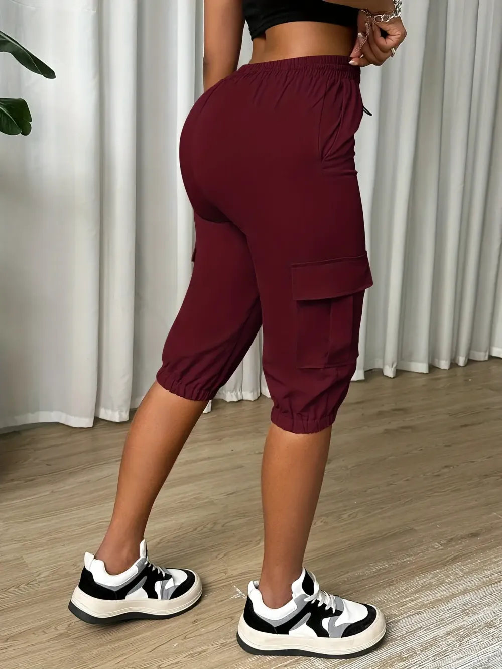 🔥Low Stock Alert!Pocket Design Cuffed Drawstring Pants