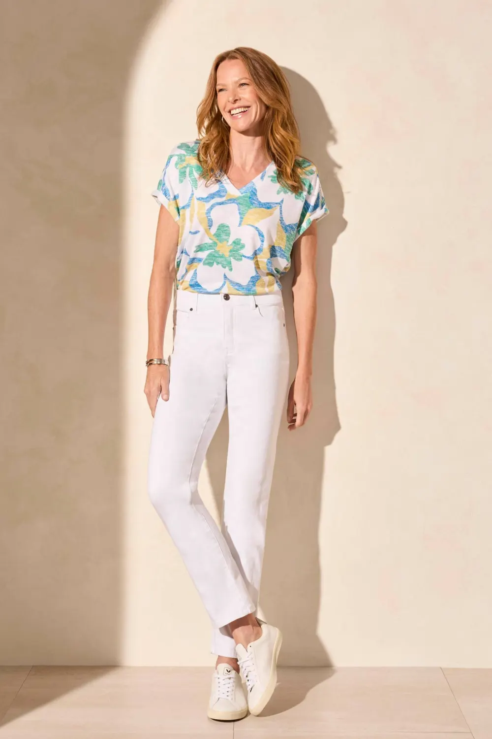 Sophia Curvy  32 Inch Straight Leg White Jeans-White