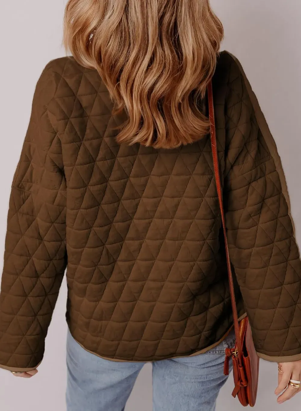 Women's Lightweight Diamond Quilted Jacket Casual Winter Open Front Button Down Puffer Coat Outwear Cardigan