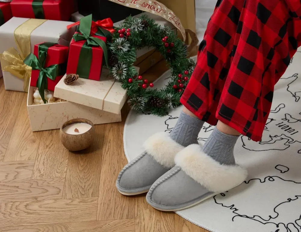 Womens Slipper with Memory Foam Fluffy Soft Warm Slip On House Slippers Anti-Skid Cozy Plush for Indoor Outdoor