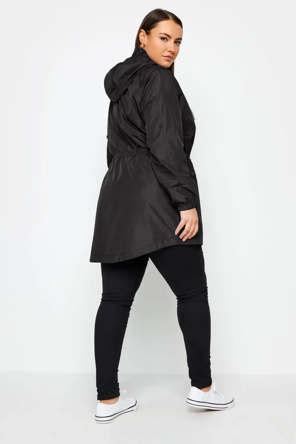 YOURS Curve Black Drawstring Lightweight Parka Jacket