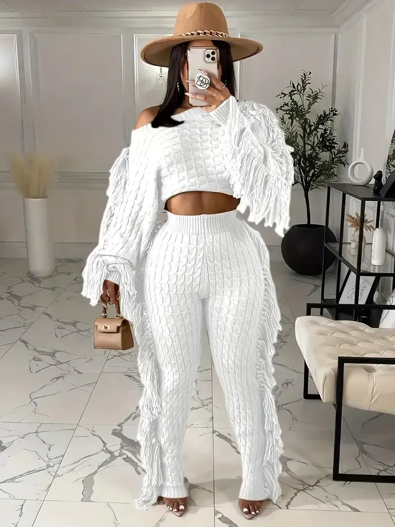 Tassel Knit Sweater Set
