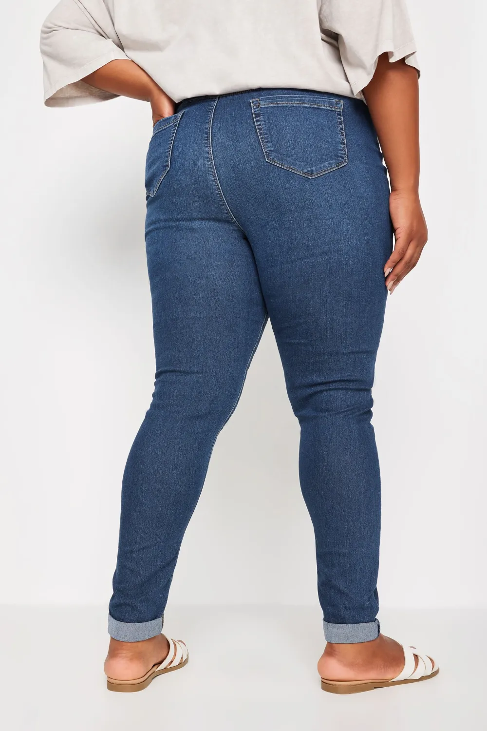 YOURS FOR GOOD Curve Light Blue Turn Up GRACE Jeggings