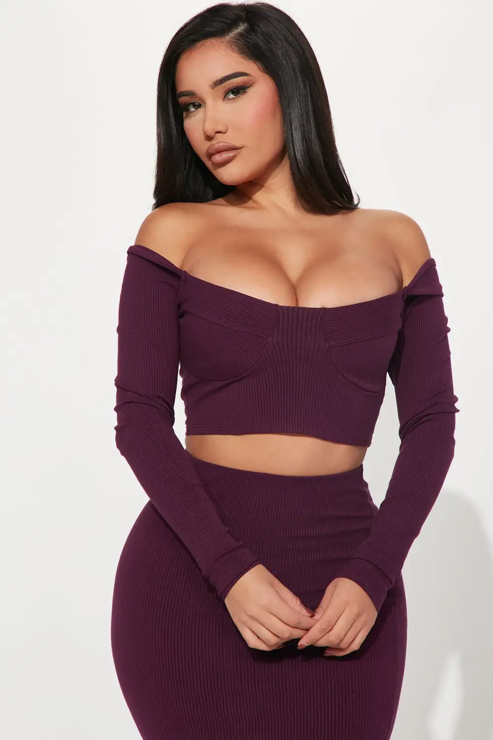 Sasha Snatched Skirt Set - Plum