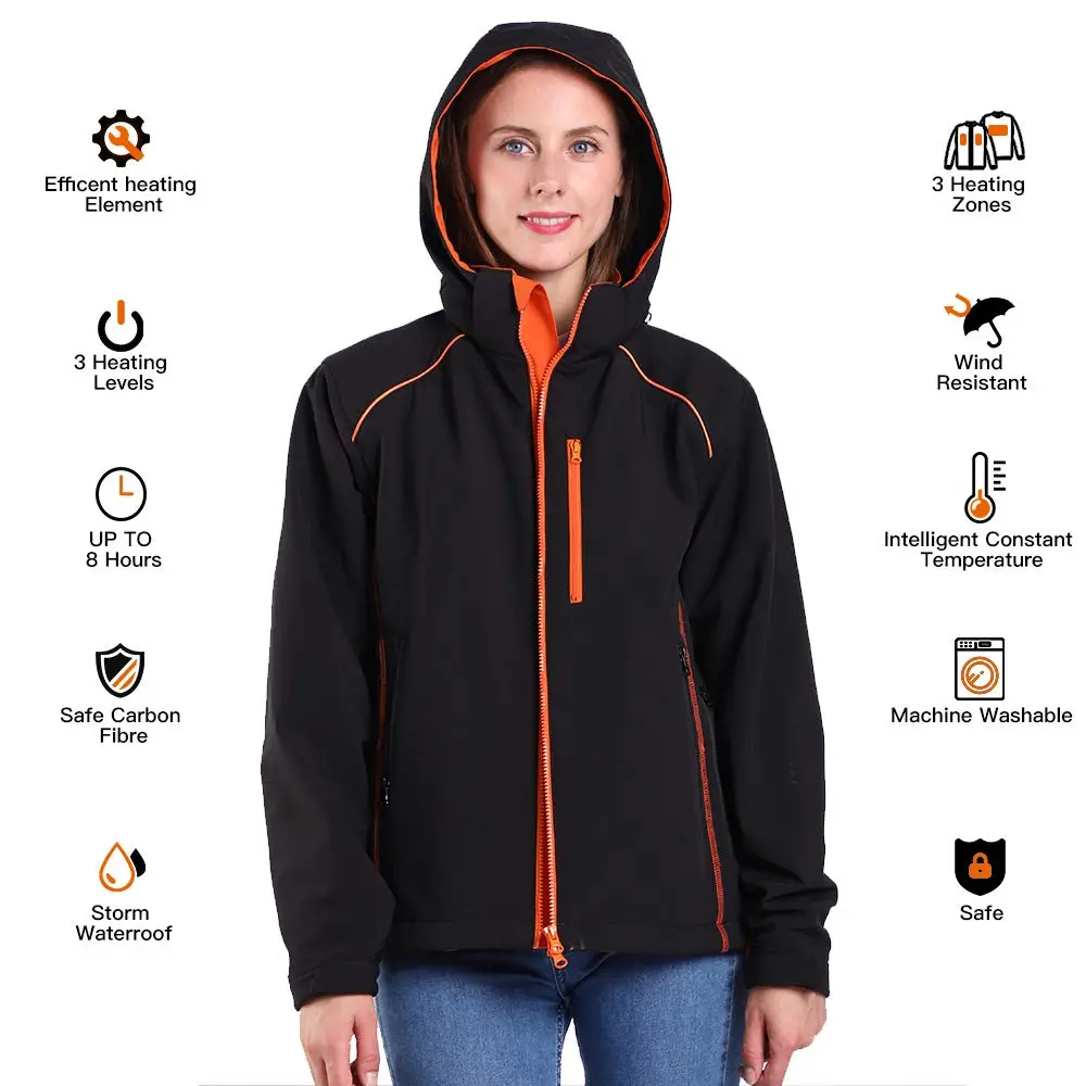 Women's Thermal Jacket Slim Fit Electric Hooded Jacket Winter
