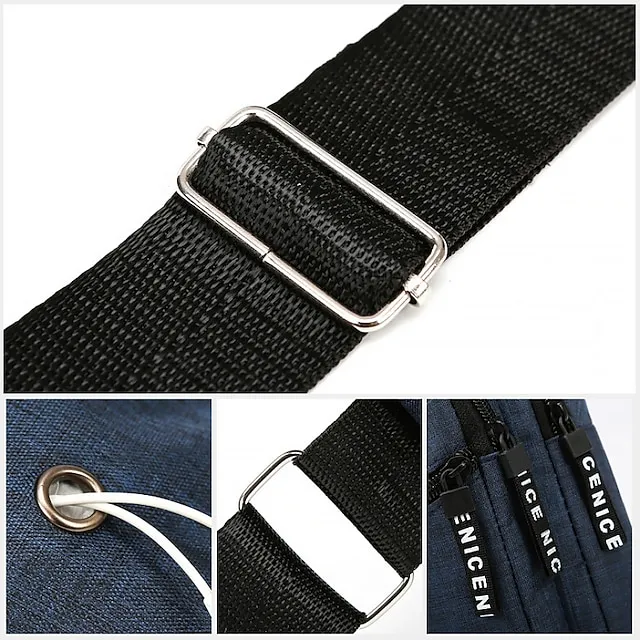 Men's Crossbody Bag Shoulder Bag Chest Bag Oxford Cloth Outdoor Daily Holiday Zipper Large Capacity Lightweight Durable Solid Color Black Blue Grey