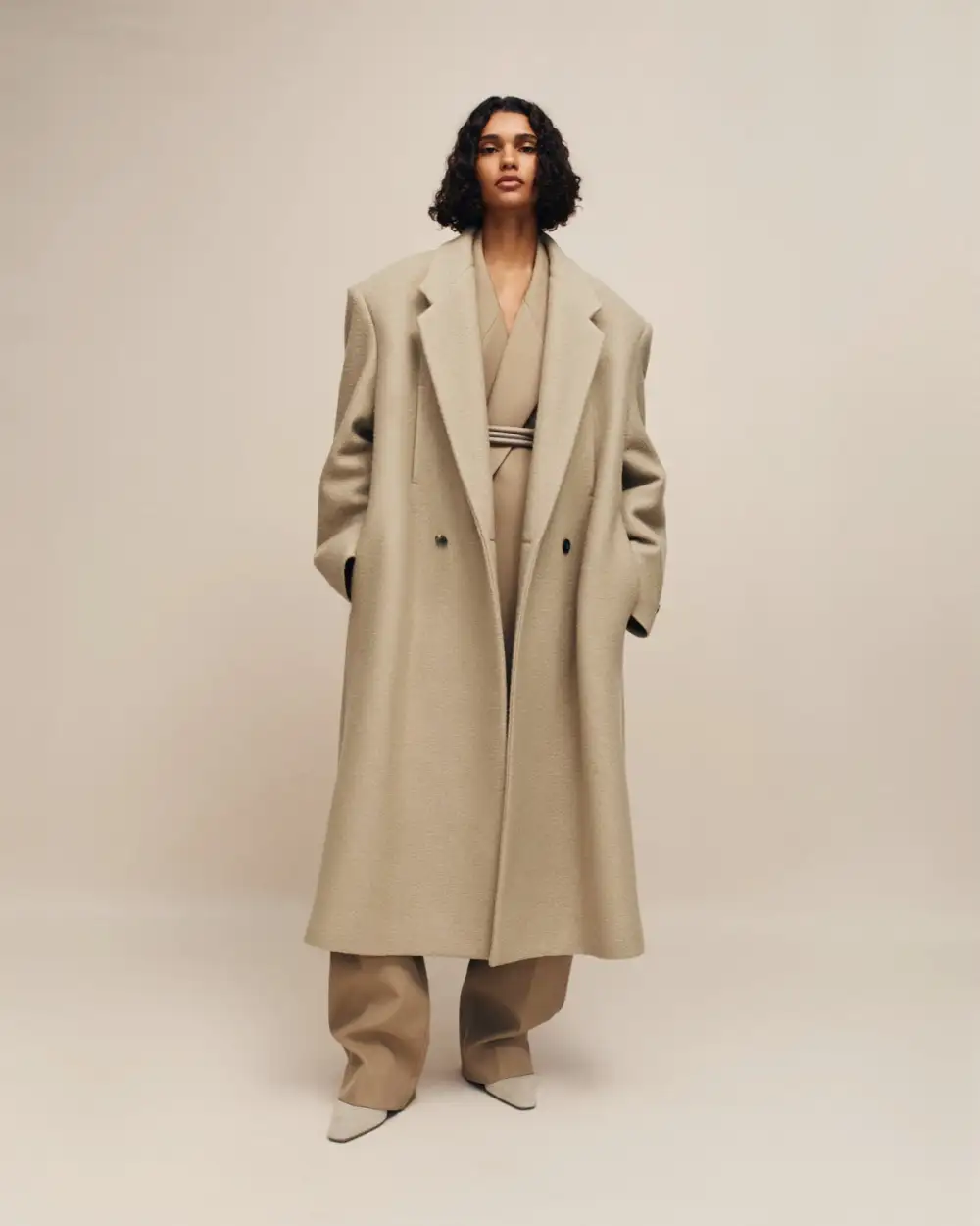 Boiled Wool Double Breasted Overcoat