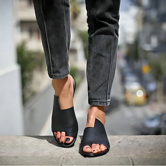 Women's Sandals Slippers Boho Bohemia Beach Flat Sandals Orthopedic Sandals Bunion Sandals Outdoor Daily Beach Summer Spring Flat Heel Open Toe Classic Casual Minimalism Polyester Synthetics Loafer