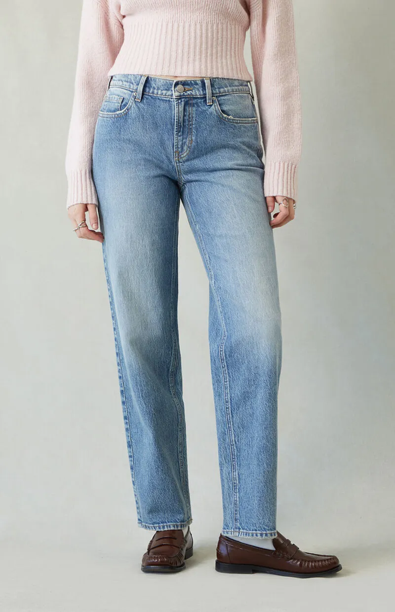 PacSun Jordyn Stretch Low Rise Straight Leg Jeans Medium Indigo