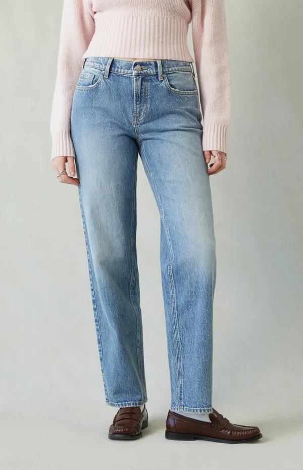 PacSun Jordyn Stretch Low Rise Straight Leg Jeans Medium Indigo