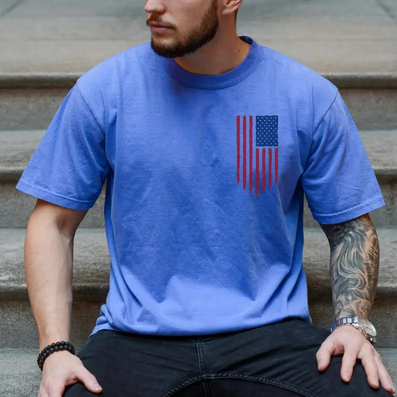 Men's American Flag Comfort Colors Shirt, USA Shirt, Flag Tee, 4th of July, Fourth of July Shirt, Men's American Flag Shirt, Patriotic Shirt