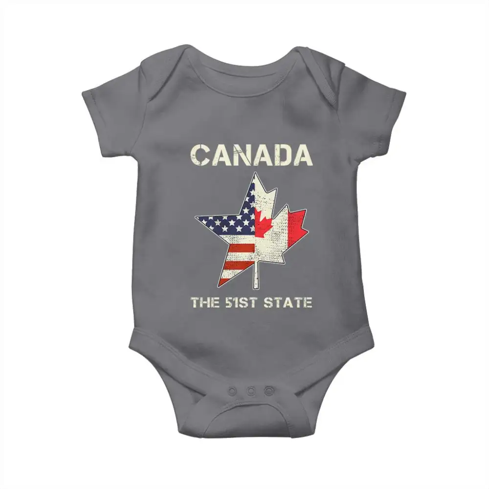 Canada The 51st State Baby Onesie Maple Canadian American Flag TS09