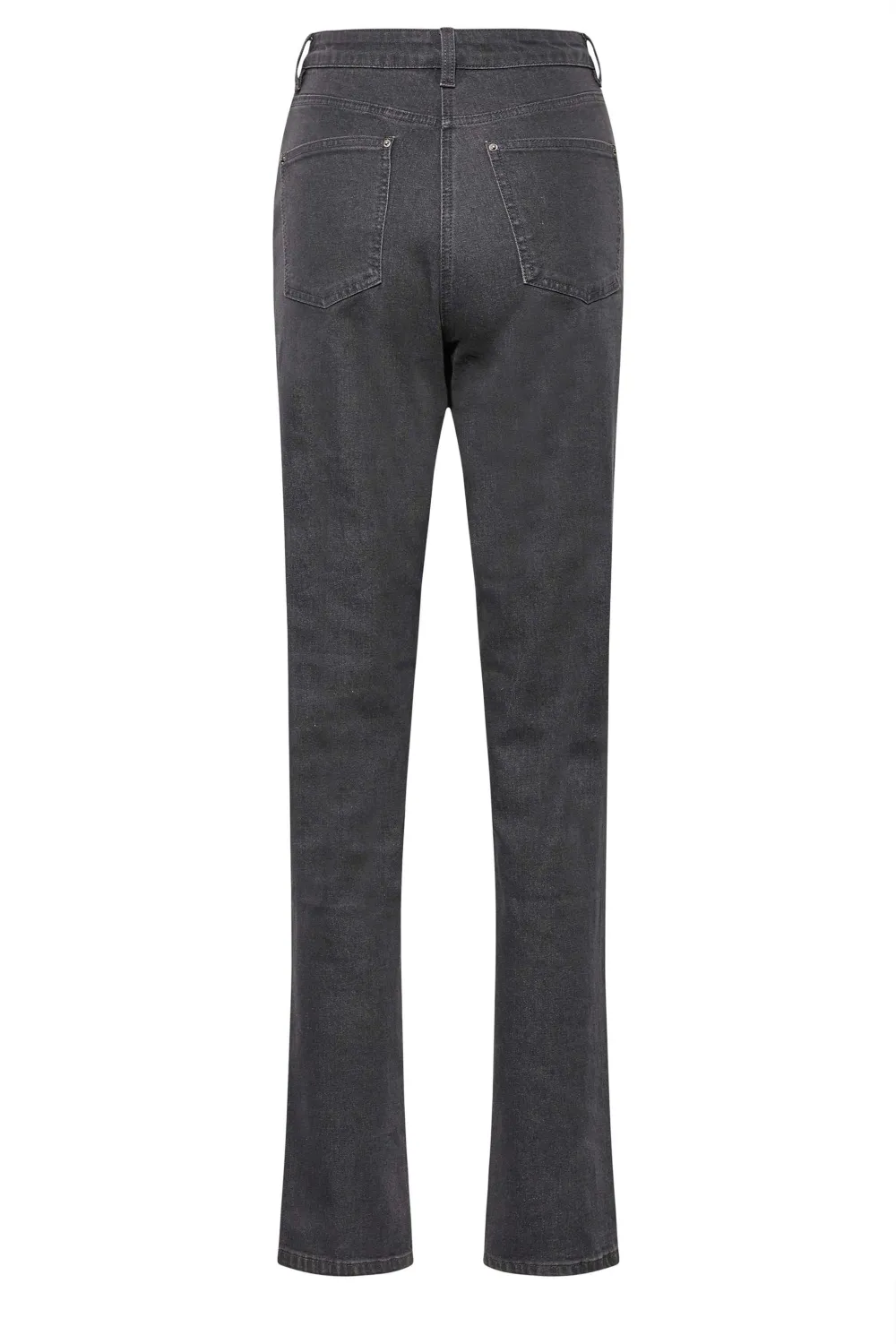 LTS Tall Black Washed UNA Stretch Mom Jeans