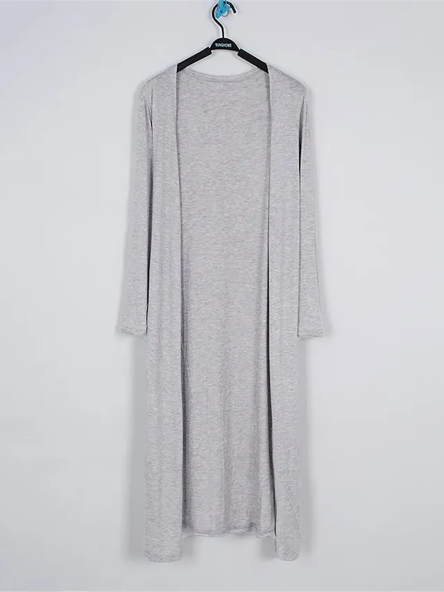 Women's Cardigan Sweater Open Front Ribbed Knit Modal Oversized Summer Fall Long Daily Going out Weekend Stylish Casual Soft Long Sleeve Solid Color Black White Yellow One-Size