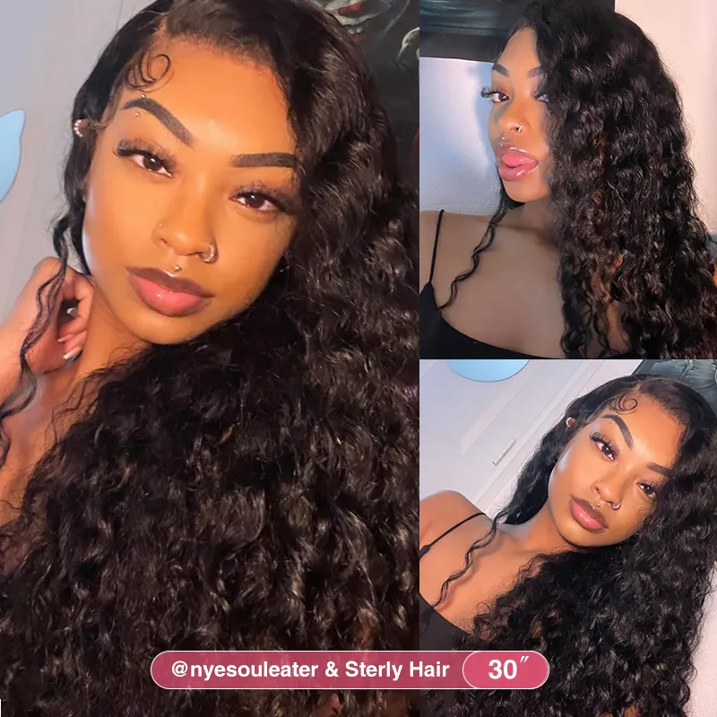 Affordable 16-34inch Sterly 13x6/7×6 Transparent Lace Deep Wave Front Wigs Natural Color/Jet Black