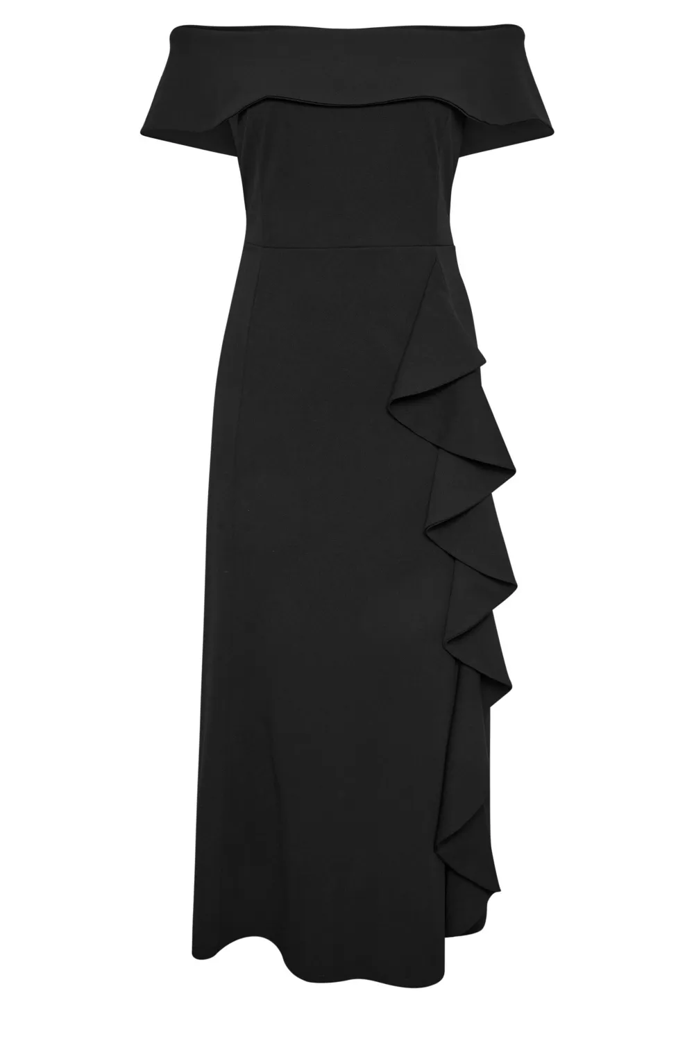 YOURS LONDON Curve Black Ruffle Bardot Maxi Dress