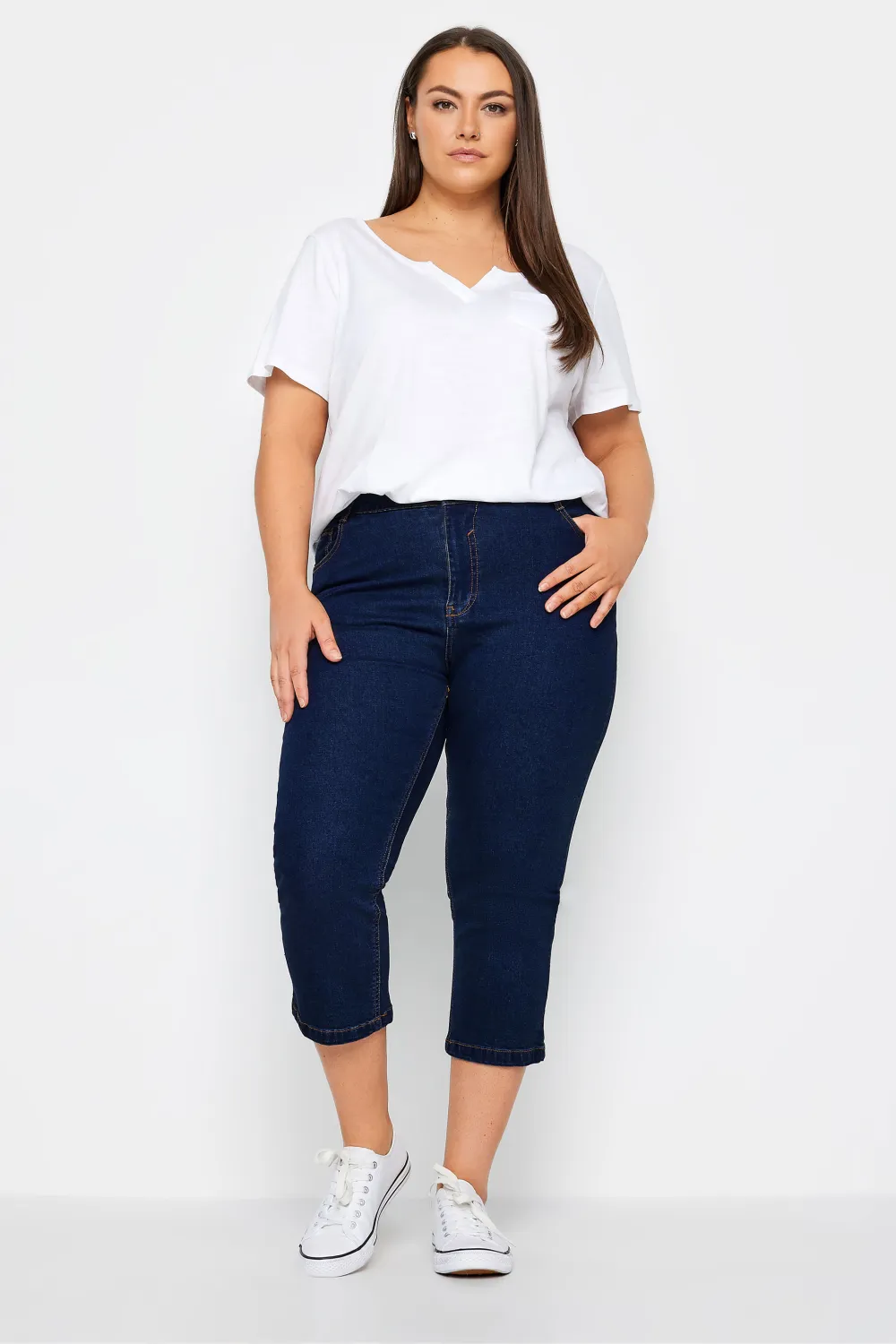 Evans Blue Dark Wash Cropped Jeans
