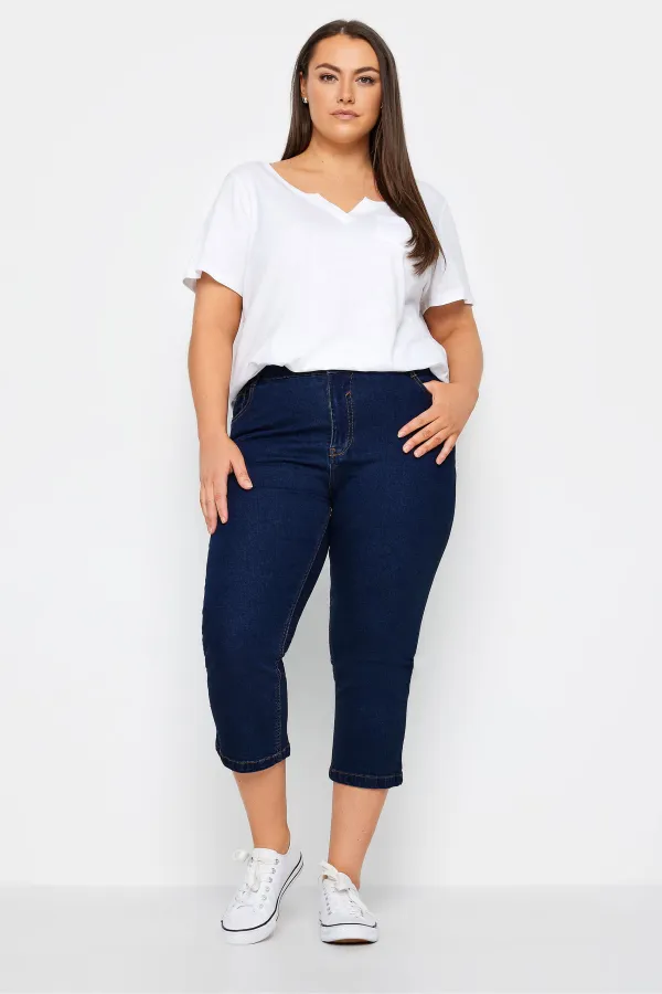 Evans Blue Dark Wash Cropped Jeans