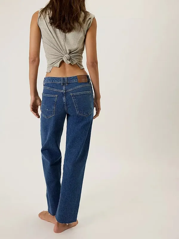 Mid-Rise Straight Leg Denim Jeans