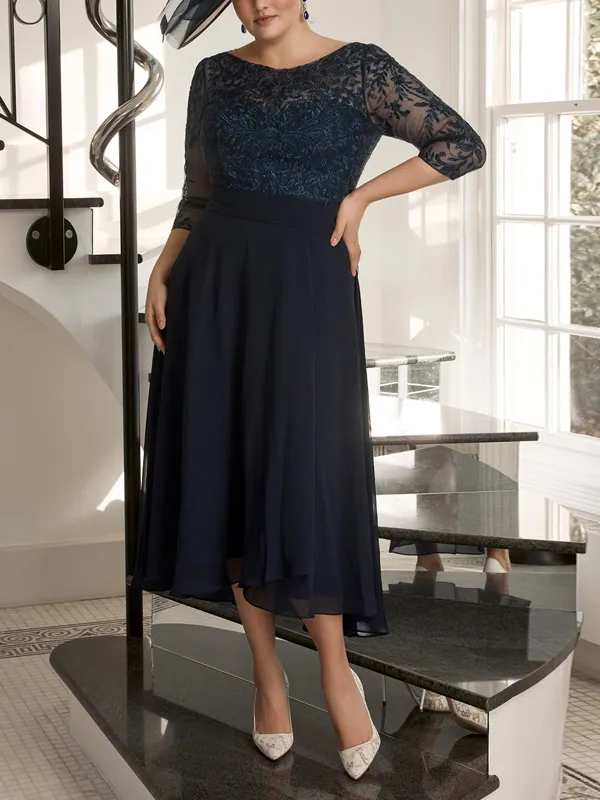 Round Neck Lace Midi Dress