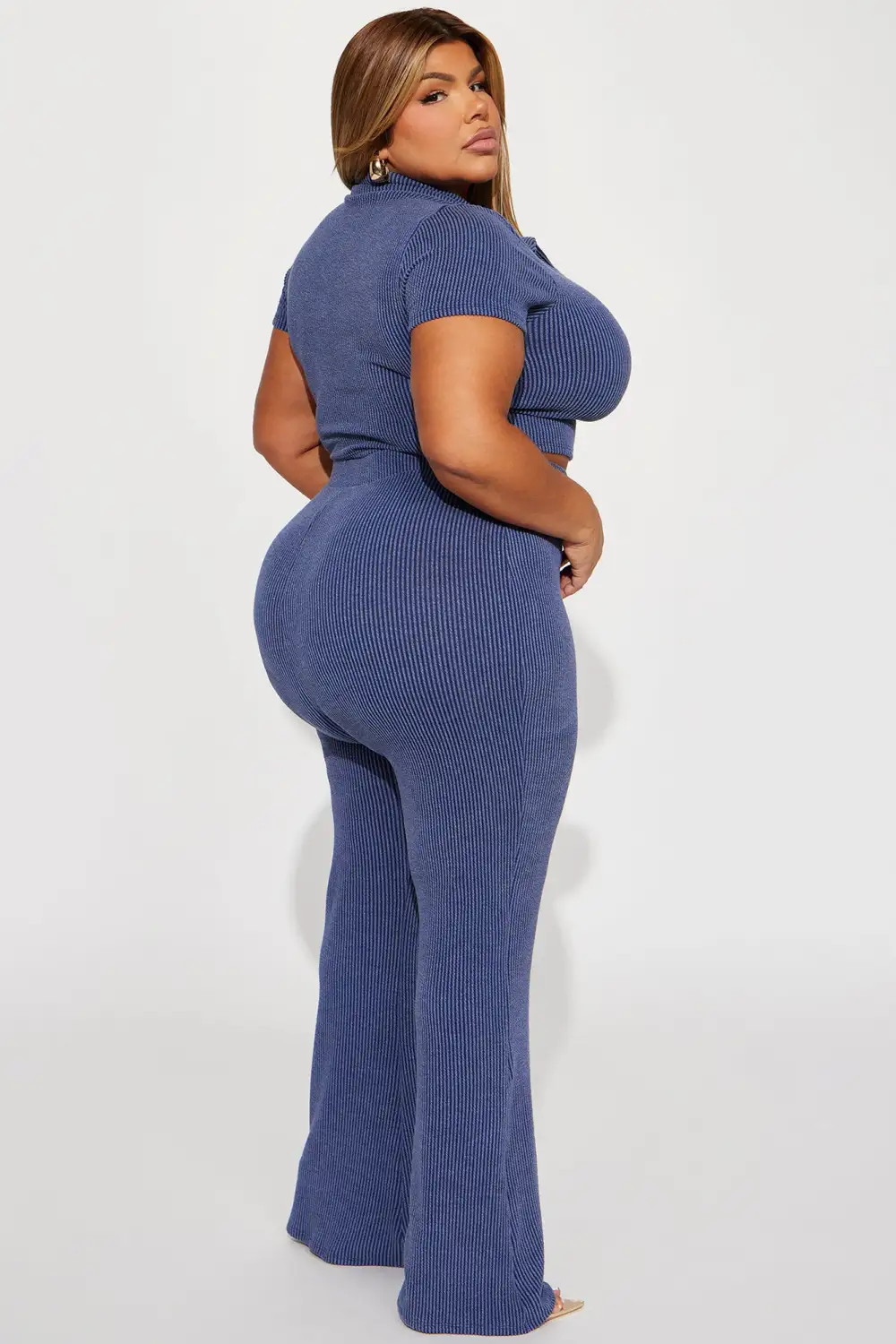 Josie Ribbed Pant Set - Navy