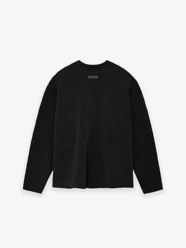 Wool Boucle Straight Neck Sweater