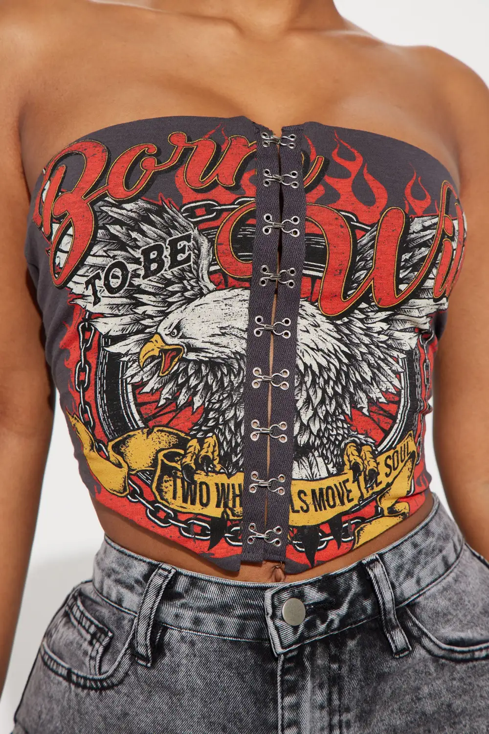 Born To Rock Corset Top - Charcoal