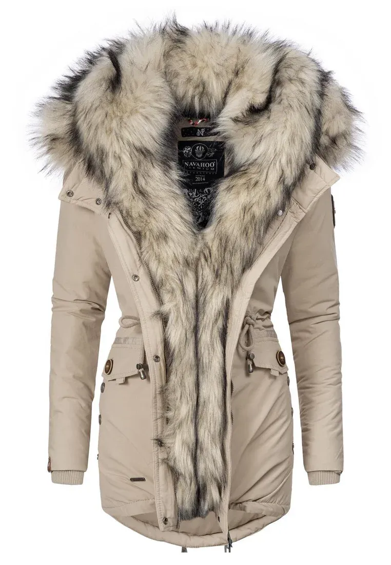 Ladies Winter Thicken Windproof Parka Pink