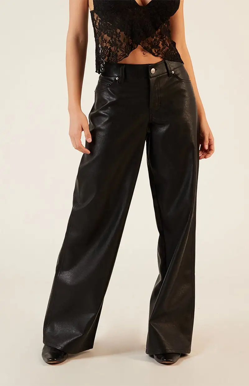 LA Hearts Faux Leather Wide Leg Pants