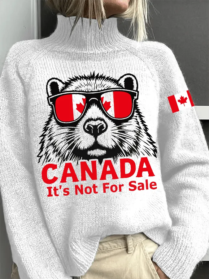 Women's  Canada is Not for Sale Print Turtleneck Sweater