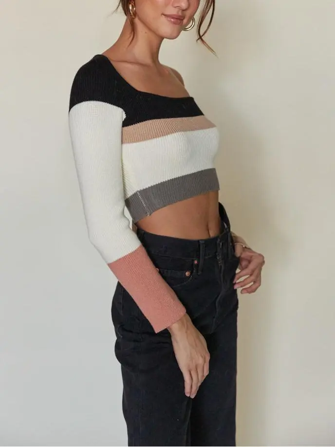 Carina Long Sleeve Colorblock Sweater