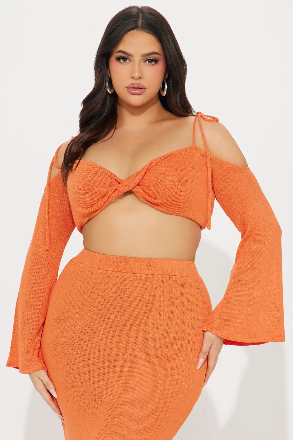 Sunset Vibe Crochet Skirt Set - Orange