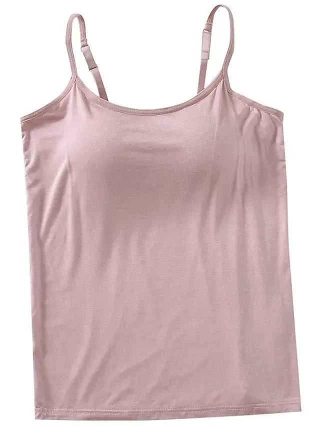 Women's Tank Top Basic Plain Regular Tops Sleeveless U Neck Regular Fit Casual Black White Pink Blue Khaki