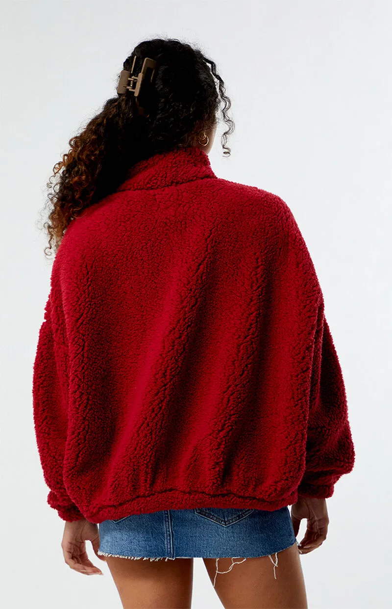 PacSun Sherpa Cropped Zip Up Jacket