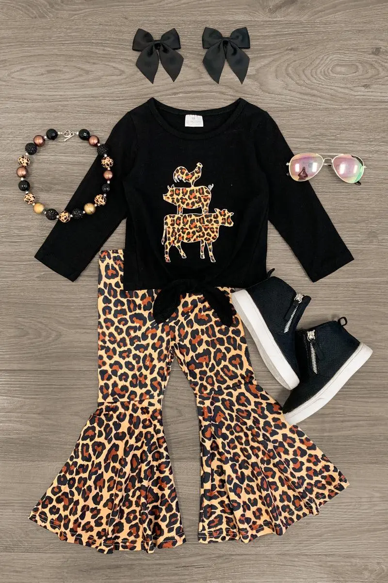 Leopard Farm Animal Bell Bottom Set
