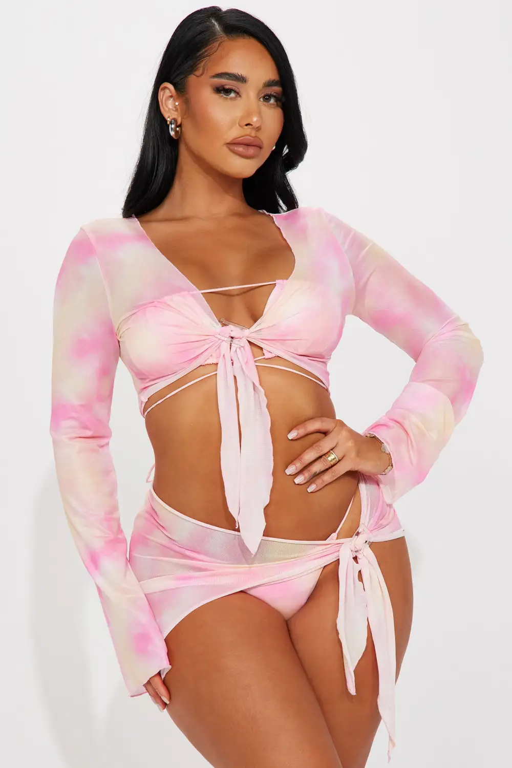 Sunsets In The Hills 4 Piece Bikini Set - Pink/combo