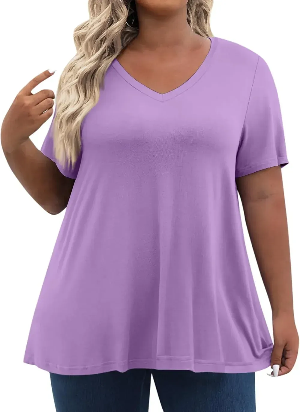 Plus Size Tops for Women Dressy Short Sleeve V Neck Shirts for Women Summer Tops for Women 2024 Floral Print Top