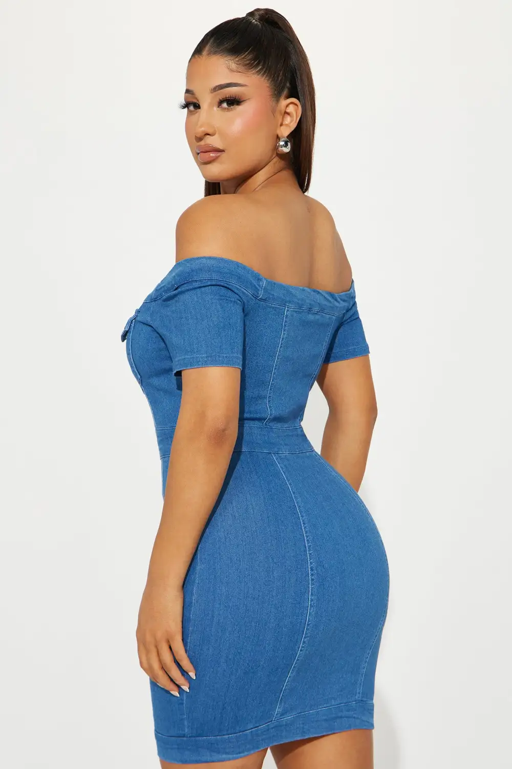 Angélique Denim Mini Dress - Medium Wash