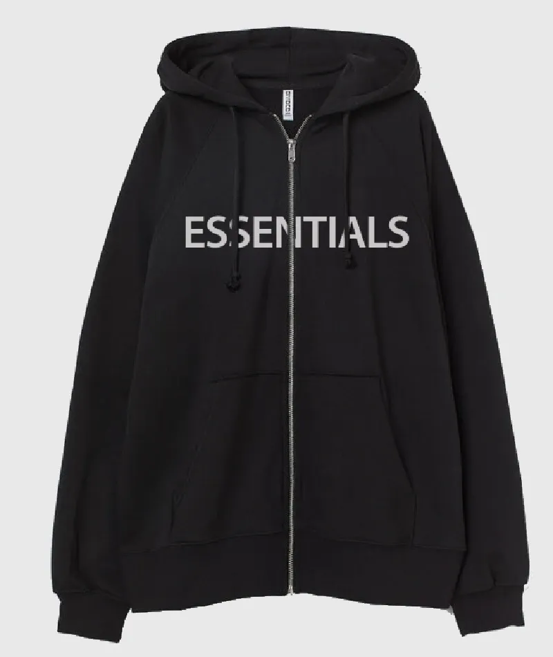 Oversized Zip-Through Hoodie Black