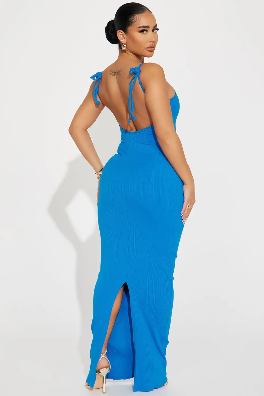 Mia Light Snatched Maxi Dress - Blue