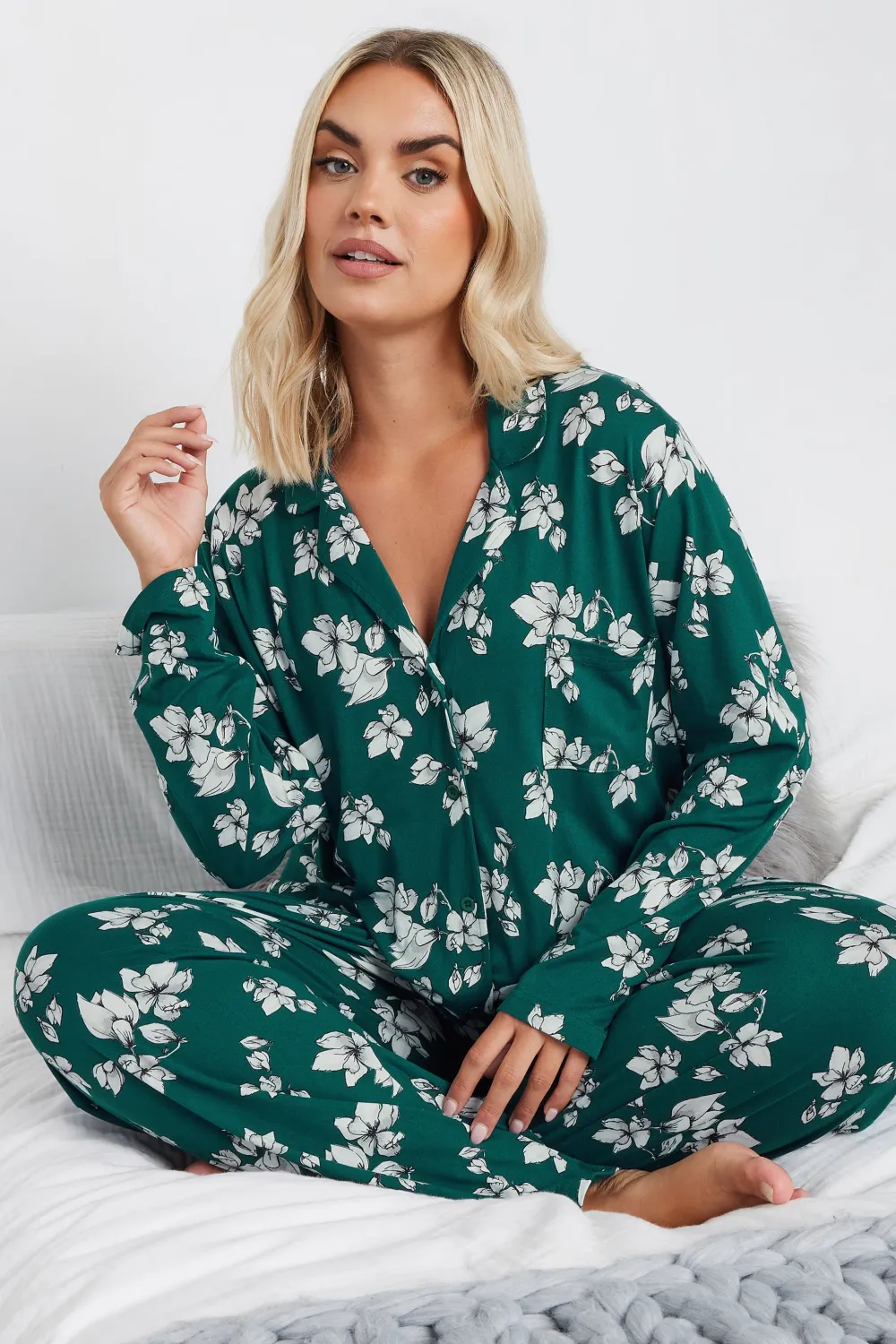 YOURS Curve Red Check Print Soft Touch Pyjama Set