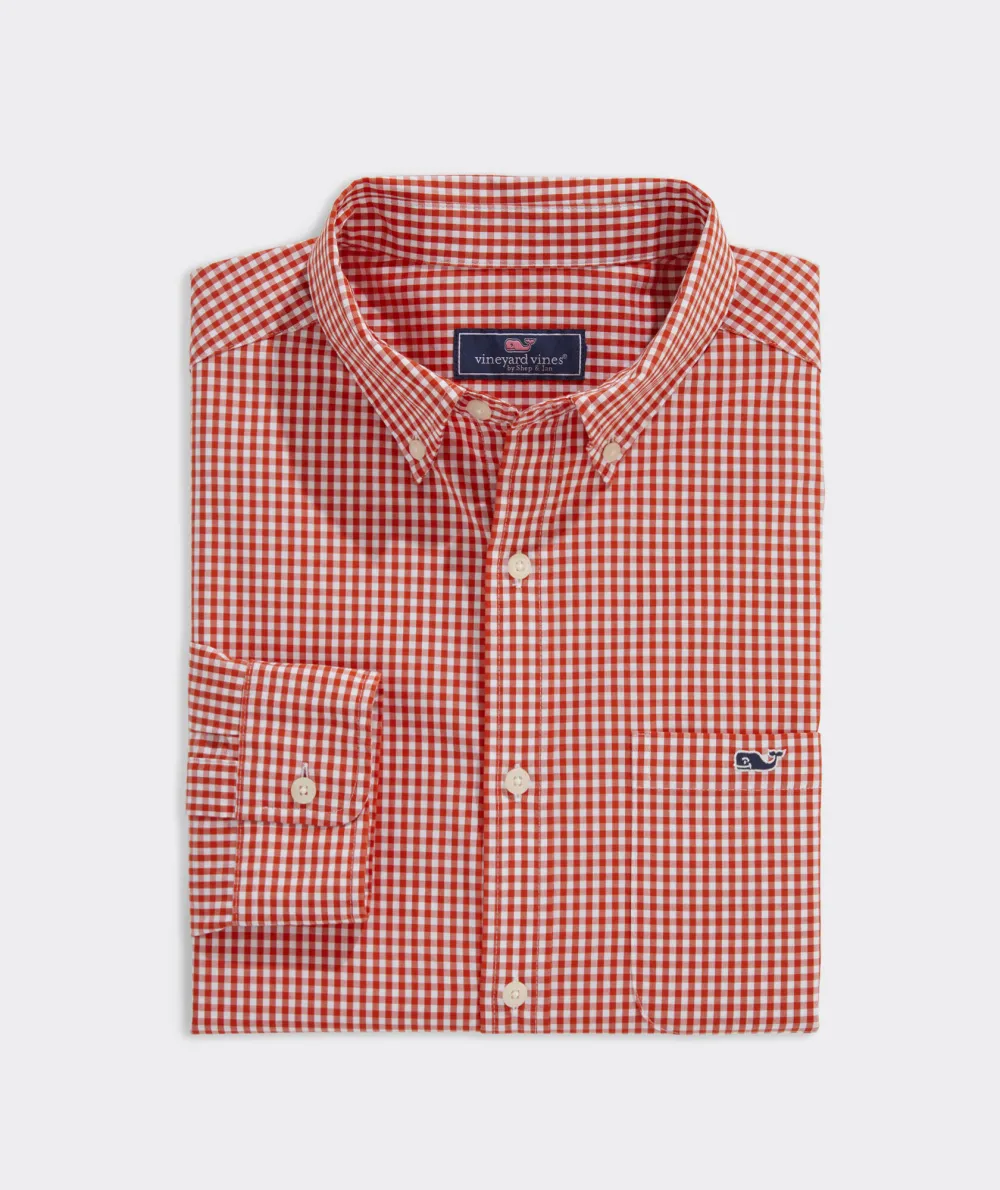 Stretch Poplin Gingham Shirt