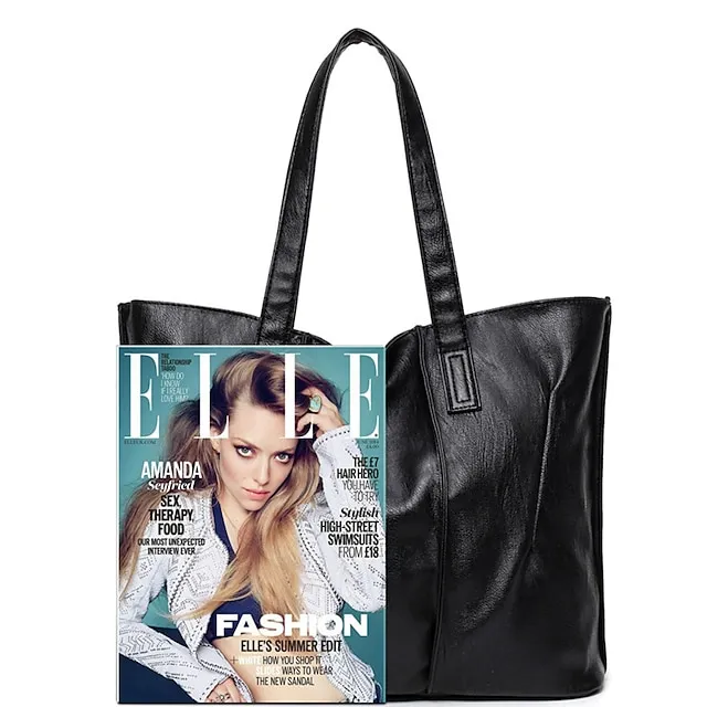 Women's Tote Shoulder Bag Top Handle Bag Shopper Bag PU Leather Shopping Daily Large Capacity Solid Color Black Red Wine Grey