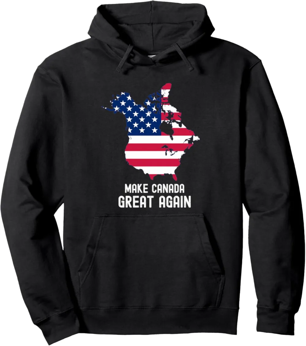 Trump Make Canada Great Again USA 51st State American Flag Pullover Hoodie
