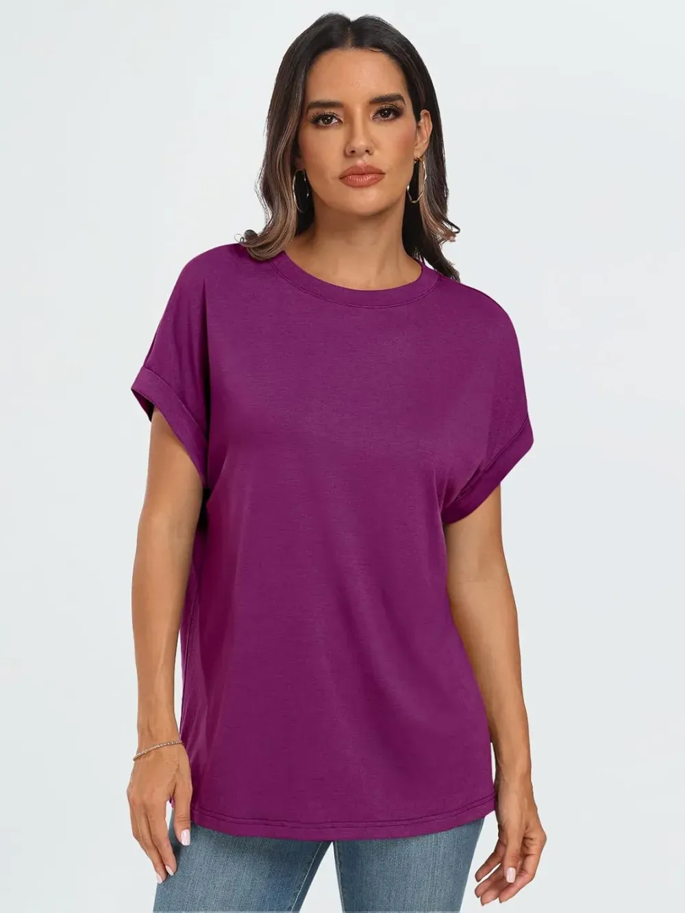 AUTOMET Women Tops Casual Basic T Shirts Loose Fit Crewneck Short Sleeve Summer Outfits