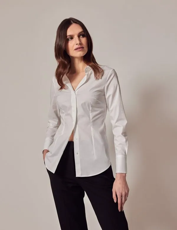 Cotton Stretch Fitted Shirt With Concealed Placket