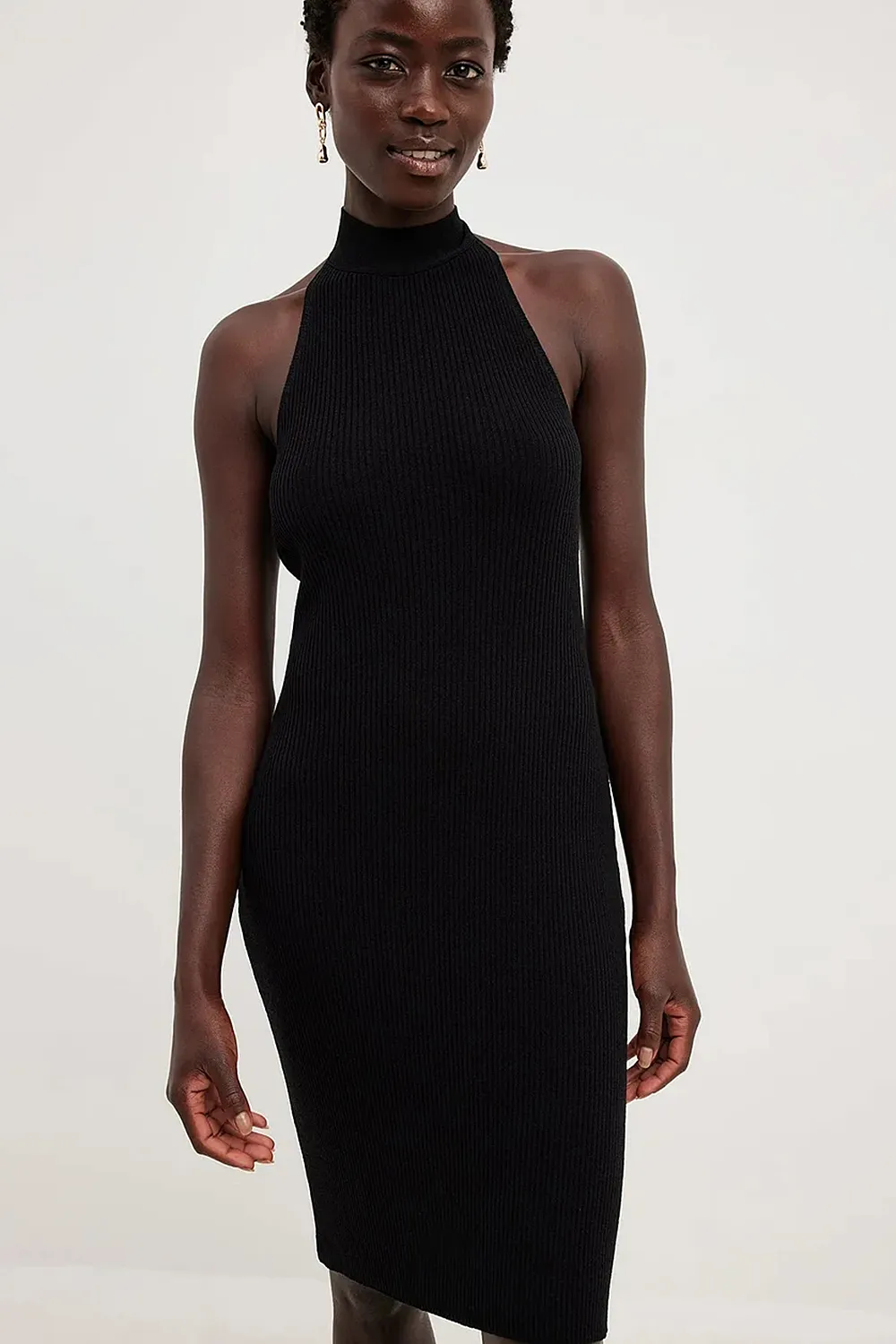 Knitted Tie Detail Mini Dress